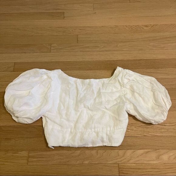 Olivaceous Cropped Pirate Puff Sleeve White Blouse - Picture 10 of 14